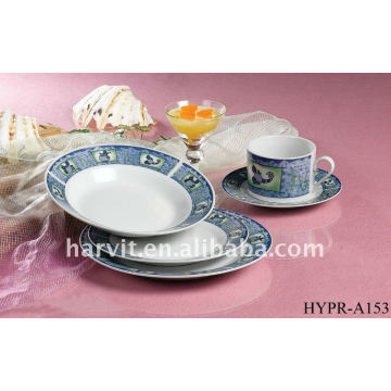Round Porcelain Dinner Sets/High Quality Rim Design Elegant Ceramic Dinnerware With Various Colorful Decals